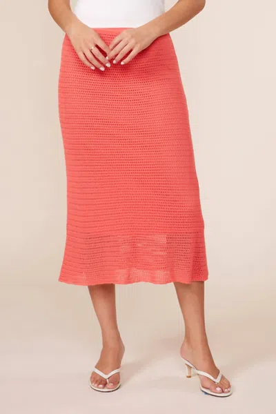 Lucy Paris Apple Knit Skirt In Coral In Pink