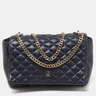 Ch Carolina Herrera Quilted Leather Flap Chain Shoulder Bag In Blue