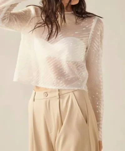 Flying Tomato Dreamy Sequin Top In White In Beige