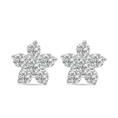 Sselects 1/2 Ctw Star Lab Grown Diamond Earrings In 10k White Gold F-g Color, Vs1- Vs2 Clarity