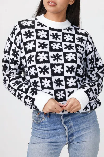 Lisa Says Gah Emma Sweater In Black/white In Multi