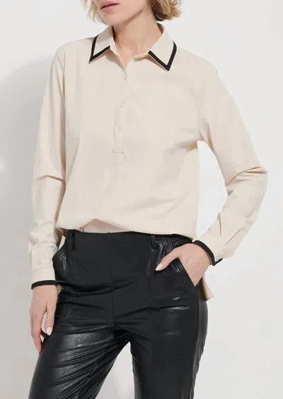 Lyssé Diana Shirt With Contrast Trim In Crisp Chino In Multi