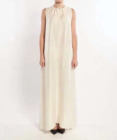 Rocco Ragni Long Dress With Neck Detail In Ivory In Beige