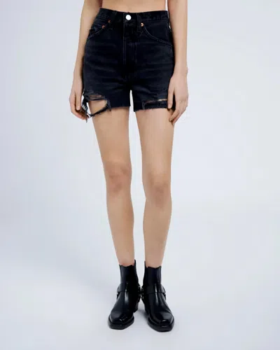 Re/done Women's 50s Cut Off Short In Destroyed Shadow Black