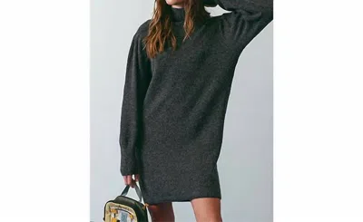 Blu Pepper Mock Neck Sweater Dress In Charcoal In Grey
