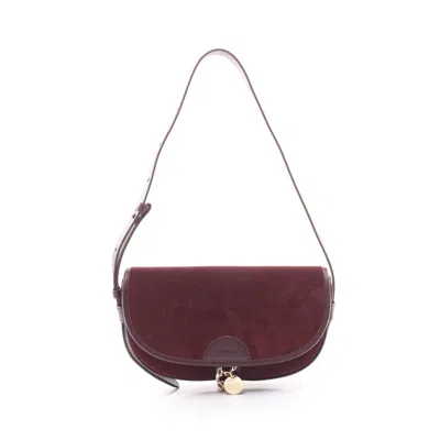 See By Chloé Shoulder Bag Suede Leather Bordeaux In Blue