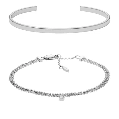 Fossil Women's Arm Party Stainless Steel Bracelet Gift Set In Silver
