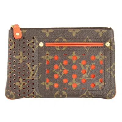 Pre-owned Louis Vuitton Pochette Zippée Canvas Clutch Bag () In Brown