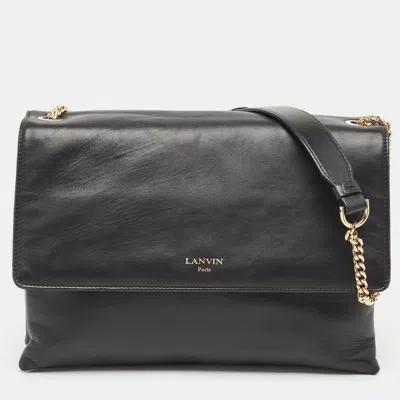 Lanvin Leather Flap Chain Shoulder Bag In Black
