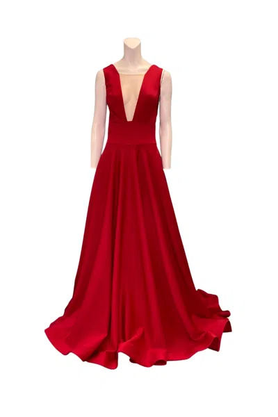 Jessica Angel A Line Evening Gown In Red In Yellow