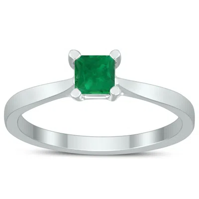 Sselects Square Princess Cut 4mm Emerald Solitaire Ring In 10k White Gold