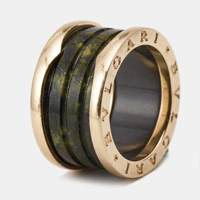 Bvlgari B. Zero1 4-band Ceramic 18k Rose Gold Ring In Green