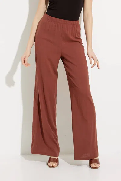 Joseph Ribkoff Stretchy Waist Wide Leg Pants In Espresso In Red