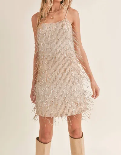 Sadie & Sage Light Up Sequined Mini Dress In Gold In White