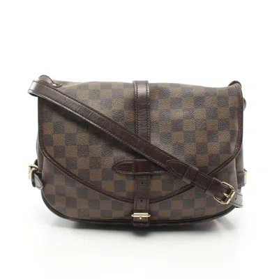 Pre-owned Louis Vuitton Saumur 30 Damier Ebene Shoulder Bag Pvc Leather Special Order In Brown