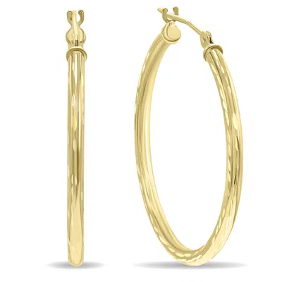 Sselects 10k Yellow Gold Shiny Diamond Cut Engraved Hoop Earrings 30mm