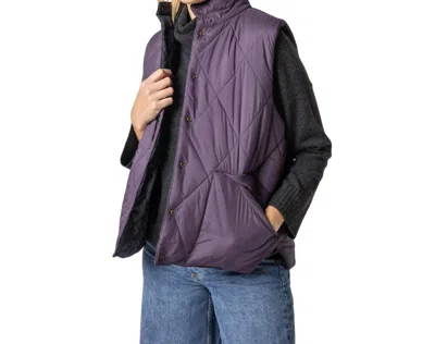 Lilla P Reversible Snap Front Vest In Fig In Purple