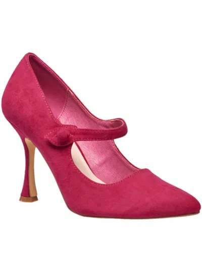 H Halston Womens Faux Suede Pointed Toe Mary Jane Heels In Pink