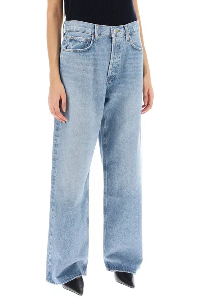 Agolde Low Slung Baggy Jeans In Light Blue