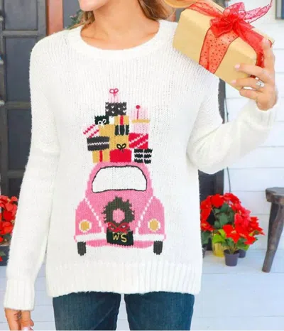 Wooden Ships Wonderful Christmas Crew Sweater In Pure Snow In White