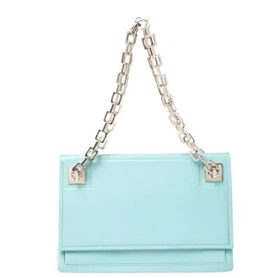Bally Leather Chain Shoulder Bag In Blue