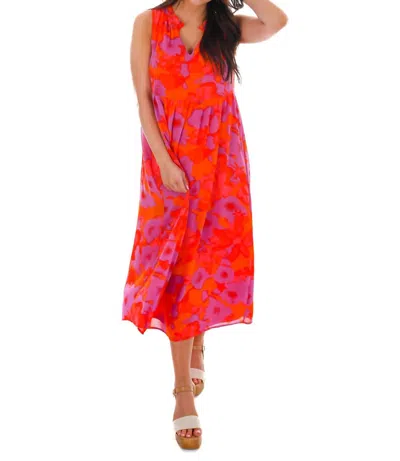 Jodifl Live Boldly Print Midi Dress In Orange Red