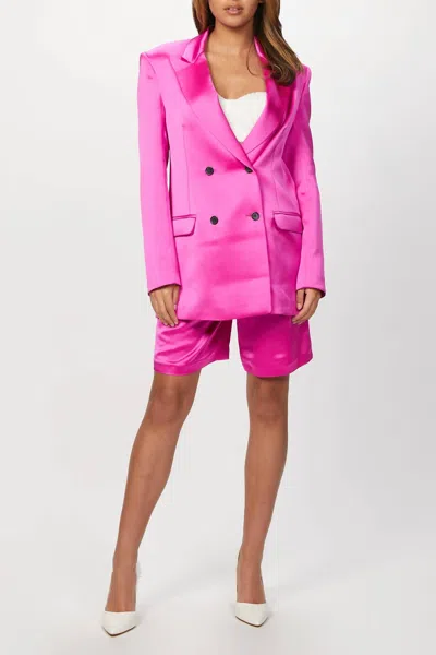In The Mood For Love Bonnie Satin Jacket In Fuchsia In Pink