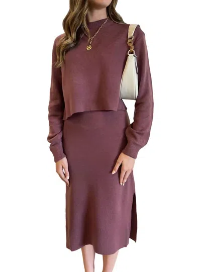 Wishlist Relaxed Crop Sweater In Plum In Red