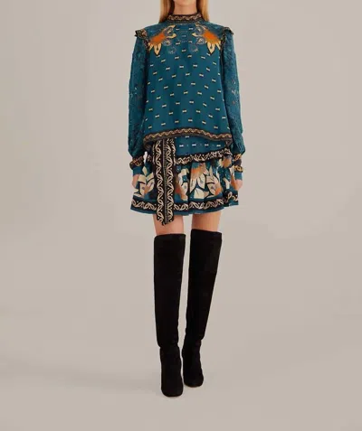 Farm Rio Blue Ainika Chill Long Sleeve Blouse In Multi