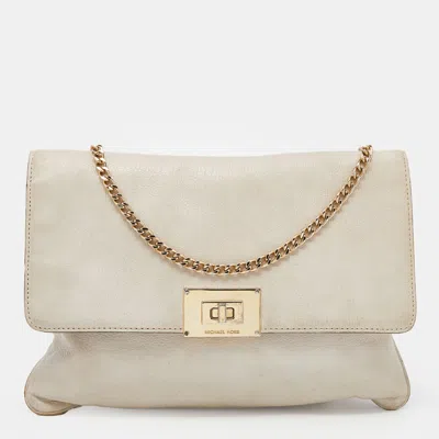 Michael Michael Kors Leather Sloan Chain Flap Shoulder Bag In White