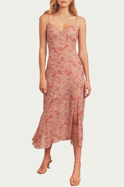 Dress Forum Floral-print Tie-detailed Midi Slip Dress In Mauve/multi In Pink