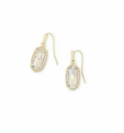 Kendra Scott Lee Gold Drop Earrings In Dichroic Glass In Silver