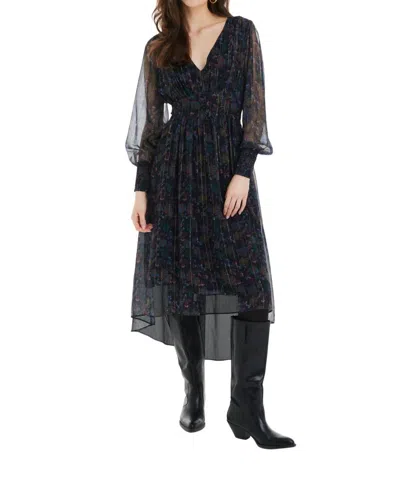 Allison New York Reeve Midi Dress In Paisley Blooms Metallic In Black