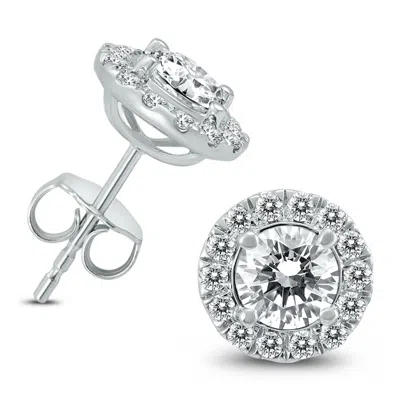 Sselects Signature Quality H-i Color, Si1-si2 Clarity2 Carat Tw Diamond Halo Earrings In 14k White Gold
