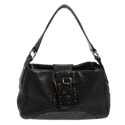 Aigner Grained Leather Shoulder Bag In Black