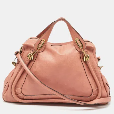 Chloé Old Rose Leather Large Paraty Shoulder Bag In Pink