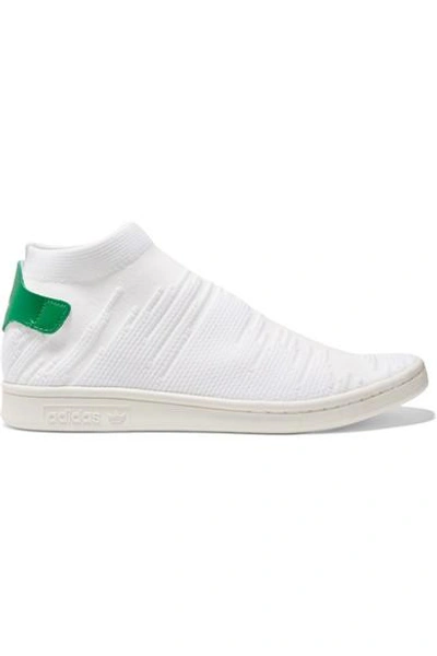 Adidas Originals Stan Smith Shock Leather-trimmed Primeknit Sneakers