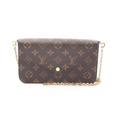 Pre-owned Louis Vuitton Pochette Felicie Monogram Chain Shoulder Bag Pvc Brown