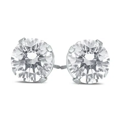 Sselects Premium Quality 2 Carat Tw Diamond Solitaire Earrings In 14k White Gold G-h Color Si1-si2 Clarity