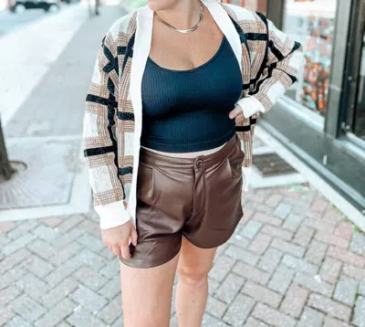 Allie Rose Leather Shorts In Chocolate In Brown