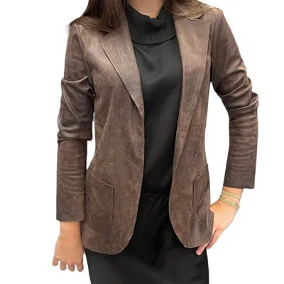 Suzy D Women's Vintage Faux Leather Jacket In Chocolate Distressed In Multi