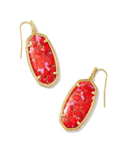 Kendra Scott Women's Elle Drop Earrings In Bronze Veined Red And Fuchsia In Multi