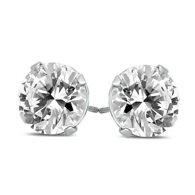 Sselects Ags Certified J-k Color, Si1-si2 Clarity 3/4 Carat Tw Round Diamond Solitaire Stud Earrings In 14k W In White