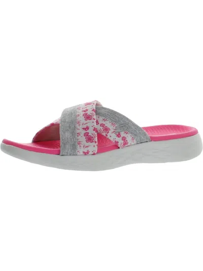 Skechers On The Go 600-blooms Womens Open Toe Floral Wedge Sandals In Multi