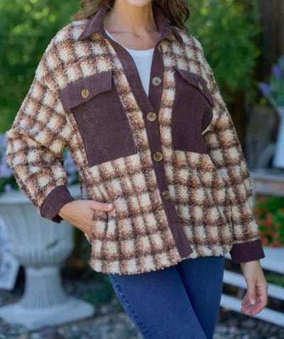 Hailey & Co Jana Shacket In Mocha In Purple