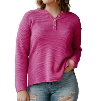 Wishlist Henley Sweater In Magenta In Pink