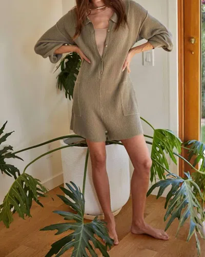 By Together Bellevue Knit Romper In Dusty Sage In Beige