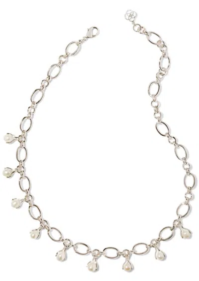 Kendra Scott Ashton Pearl Chain Necklace In Rhodium/white Pearl In Multi