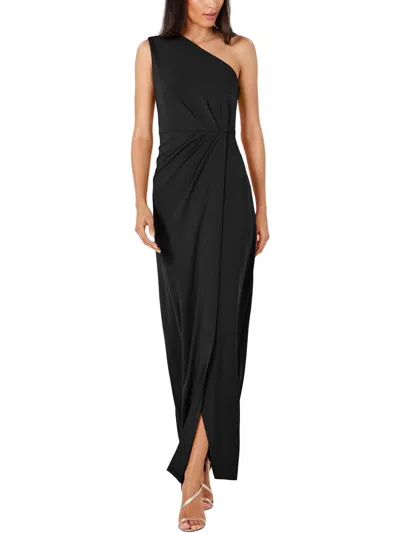 Calvin Klein Womens Crepe One Shoulder Evening Dress In Black