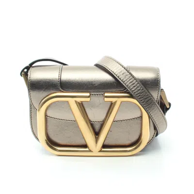 Valentino Garavani Super Vee Shoulder Bag Leather Brown In Multi